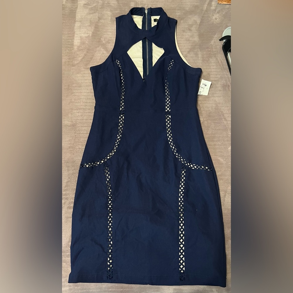 New w/tag blue cut out back dress